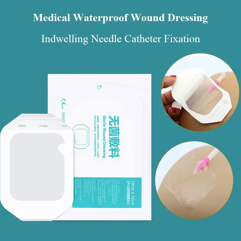 

50Pcs Medical Waterproof Wound Dressing PU Film Breathable Sterile PICC I.V. Cannula Infusion Indwelling Needle Fixation Sticker