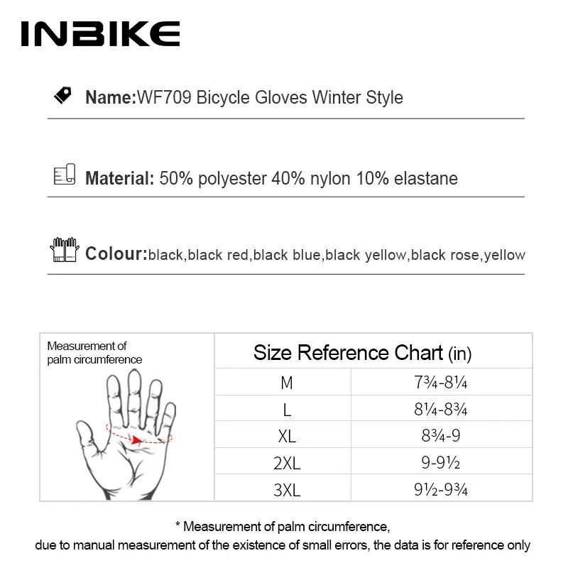 INBIKE Winter Fleece Cycling Gloves Warm Biking Glove for Riding for Men Women Bicycle Gloves Waterproof Touchscreen Accessori
