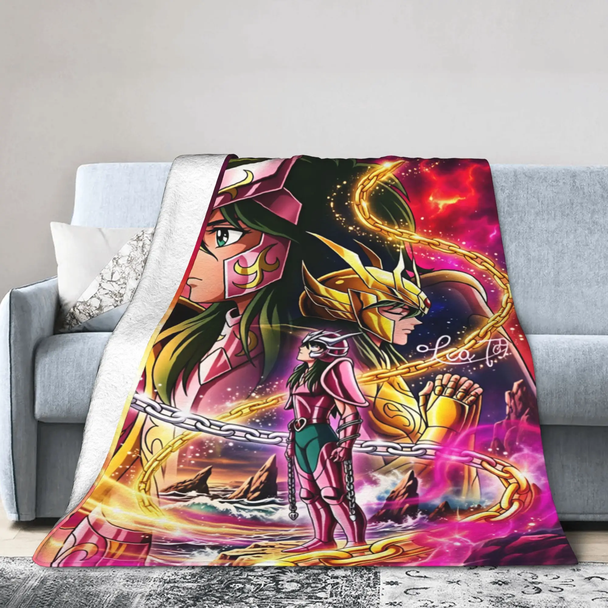 Champion Class Saints Seiyas Anime Blanket  Soft Fashion Plush Throw Blanket For Kids Living Room Flannel Bedspread Bed Cover