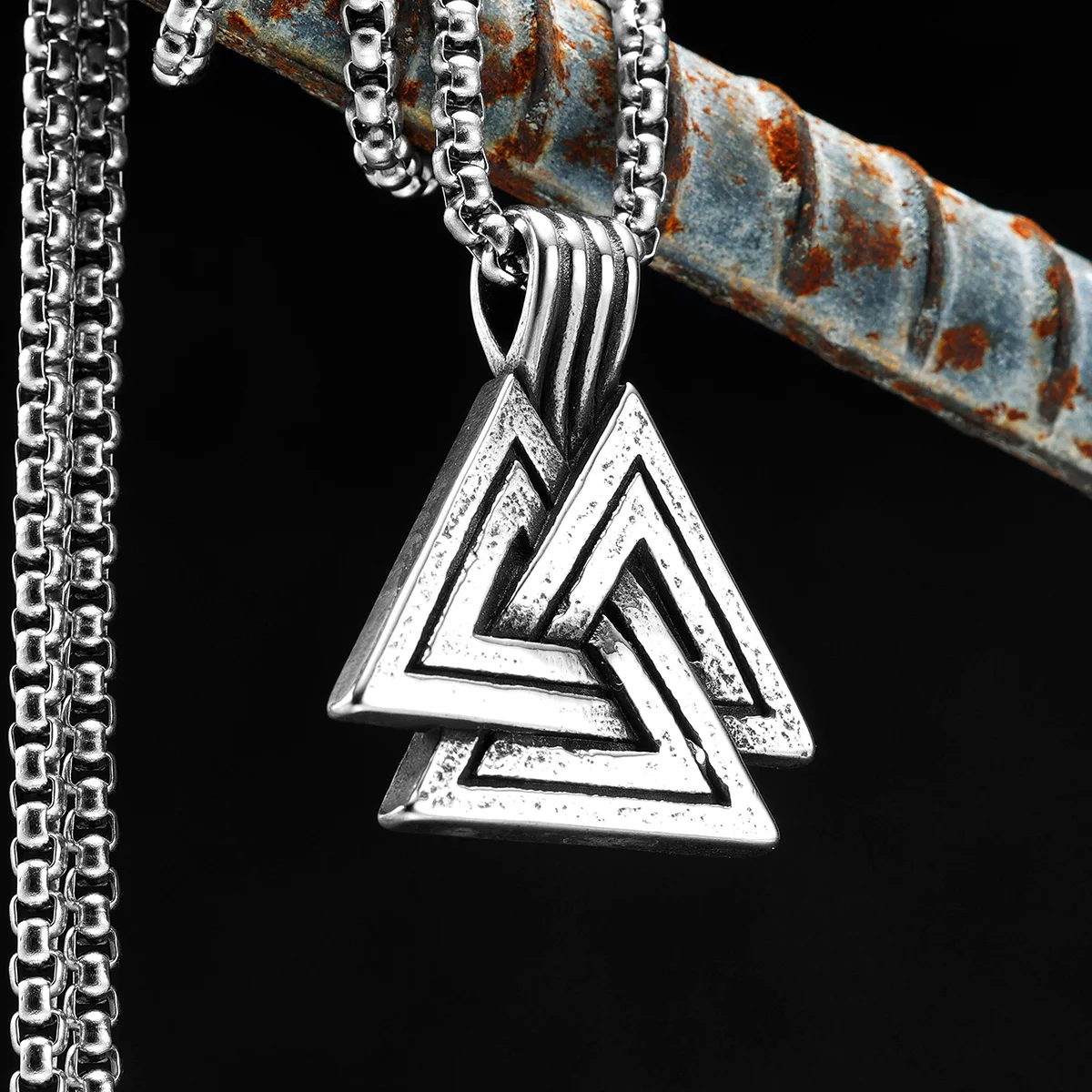 

Odin's Triangle Men Necklace With Pendant Stainless Steel Jewelry For Fashion Male Women Punk HipHop Accessories Gifts Wholesale