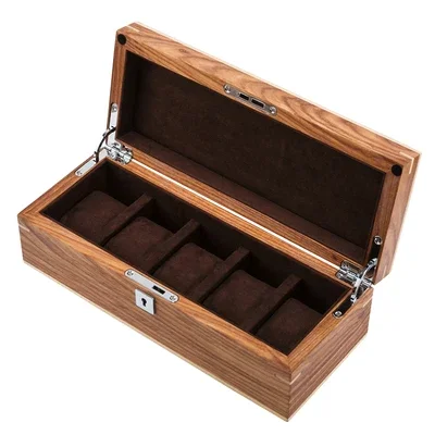 New solid wood watch storage box shell, yellow watch storage box with lock, luxury watch storage box, clock holder.