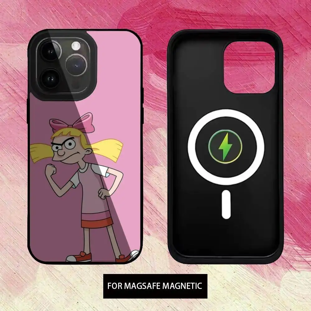 Hey Arnold Fondos Cartoon Telefoonhoesje voor iPhone17,16,15,14,13,12,11 Plus, Pro Max Magnetisch Magsafe Draadloos opladen