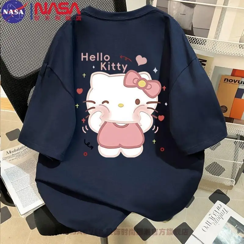 

Sanrio Sanrio, женская летняя футболка с короткими рукавами и принтом Kulomi из чистого хлопка, универсальная свободная футболка с американским мультяшным принтом