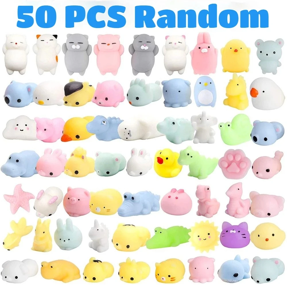 50-5 SZTUK Kawaii Squishies Mochi Zwierzątka Antystresowe Zabawki Piłeczki do Ściskania Upominki na Przyjęcia Urodzinowe