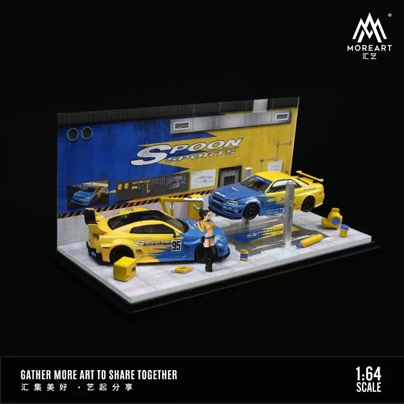 ورشة إصلاح السيارات MoreArt-Diorama مع مجموعة أدوات ، وملعقة وطلاء HKS ، بدون تجميع ، 1: 64