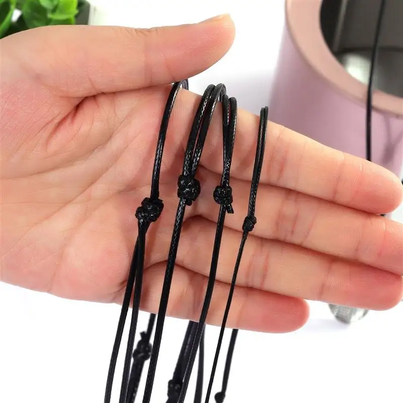 10/50pcs Black Genuine Leather Cord Neclace Sliding Knot Adjustable Long Choker Necklaces for DIY Necklace Jewelry