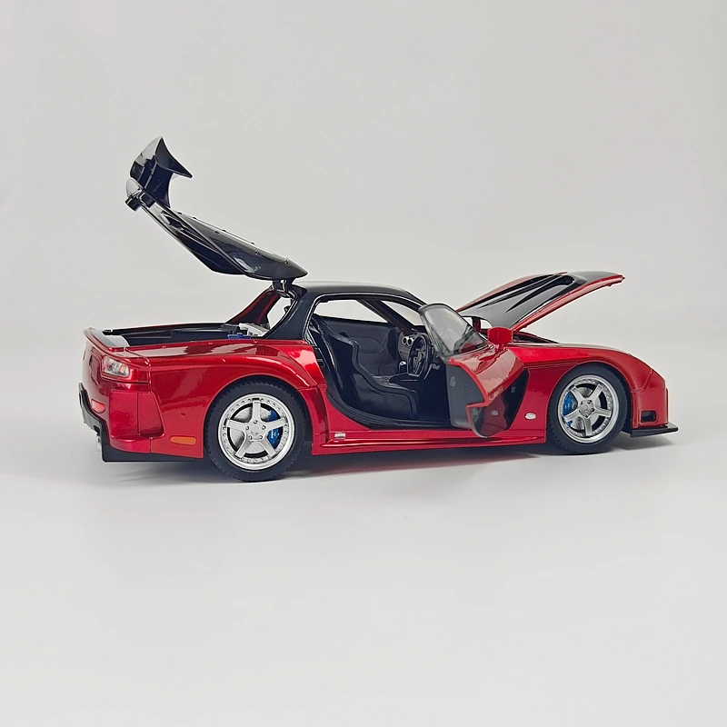 1:24 Mazda RX-7 FD3S alloy car model, doors and engine hood, trunk can be opened has simulated sound and lighting functions