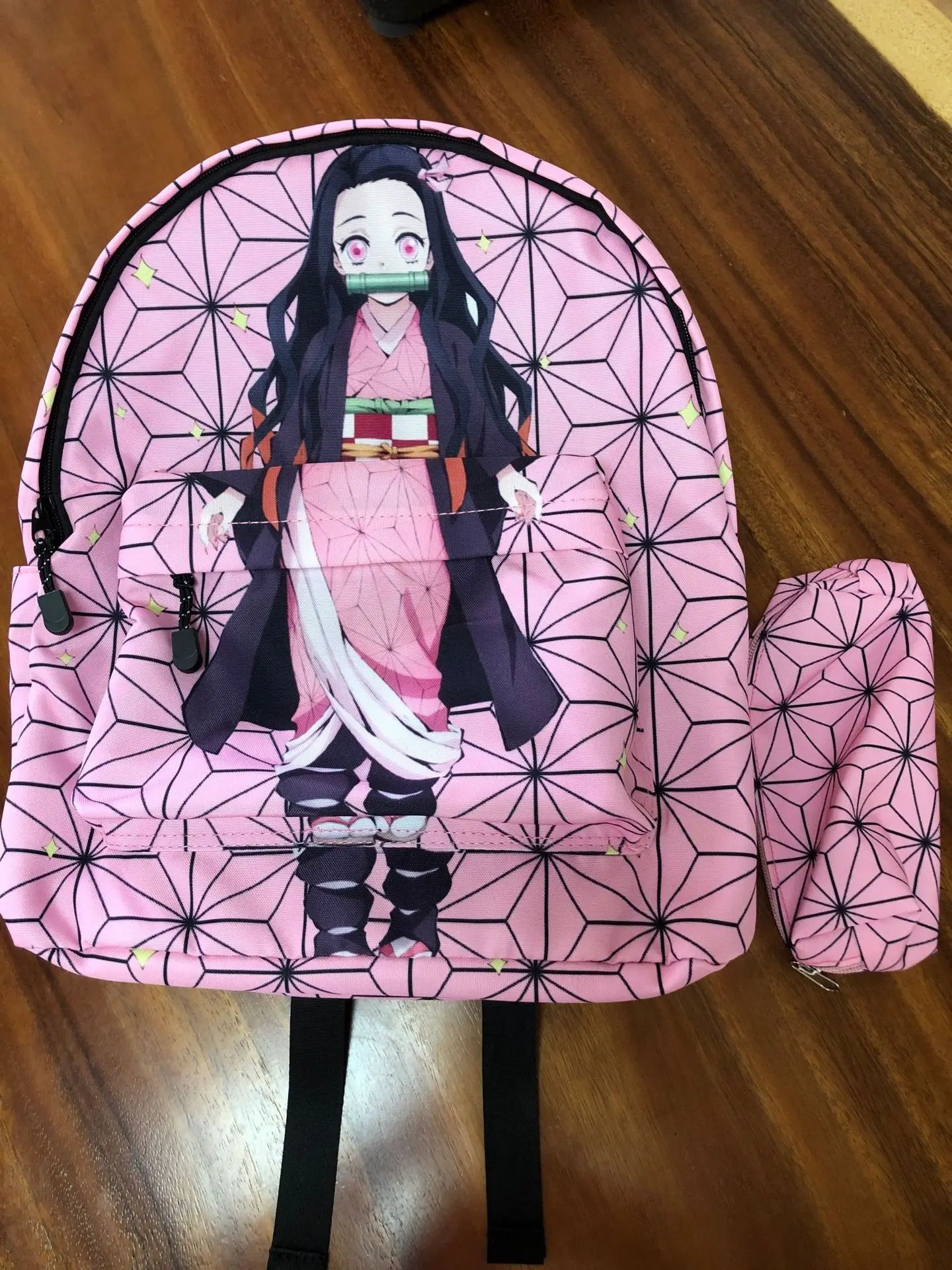 2Pcs Kamado Nezuko Demon Slayer Backpacks Set for Girls Anime School Bag Teenager Student Canvas Laptop Back Pack Women Rucksack