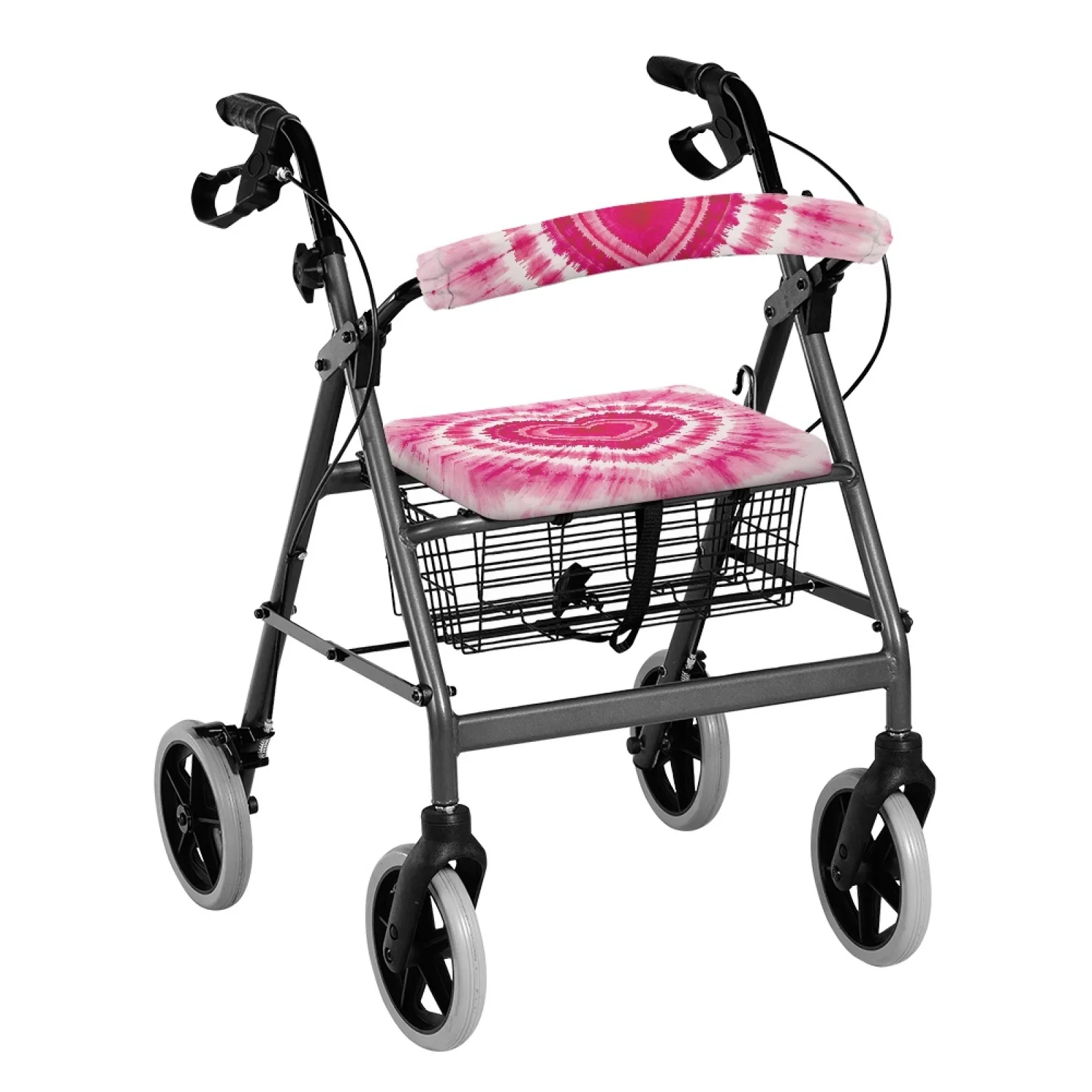 Coloranimal Pink Tie Dye Heart 2PCS Walker Cover for Senior Ladies Rollator Walker Seat and Back New Design