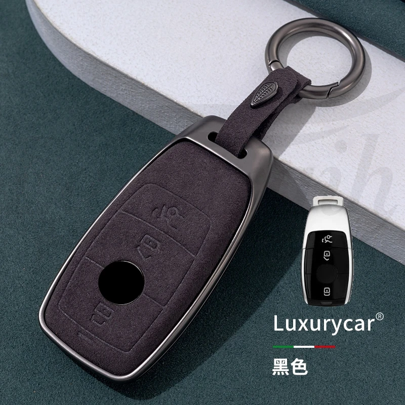 Car Suede Key Case Holder For Mercedes Benz C /S Class W223 W206 S350L S400L E Class W213 E300 E32 S450L S500L Keyless Entry