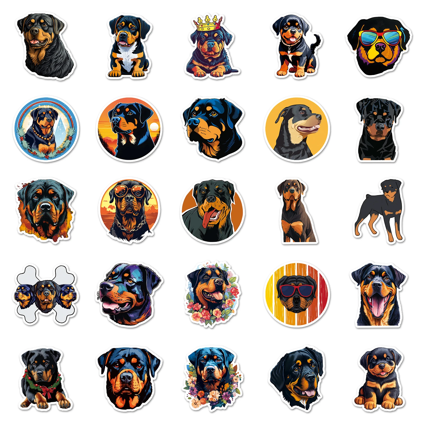 50pc The Rottweiler series Cartoon Cute Graffiti Stickers Suitcase Laptop Guitar Skateboard Personalized Decoration Stickers