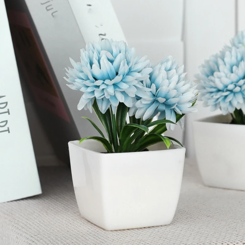 1PC Desktop Flowers, Artificial Chrysanthemum Potted Plants, Home, Restaurant, Office Decoration