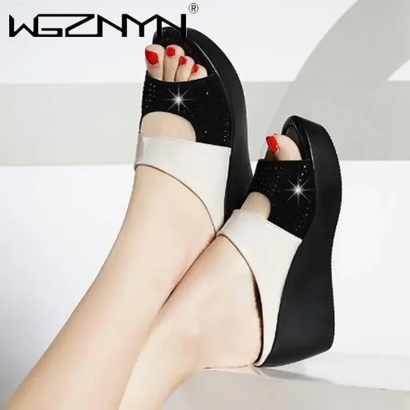 New Summer 2023 Trend Women\'s Sandals Fashion Casual Wedge Platform Peep Toe Shoes Female Retro Rome Thick Bottom Slippers