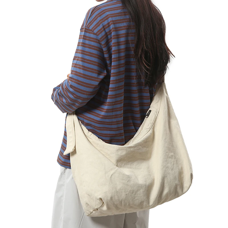 Casual Crossbody Bag Retro Large Capacity Canvas Bag, Durable Zipper Closure for Commute, Travel & Shopping