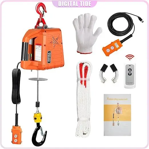 Cabrestante de elevación eléctrico 3 en 1, Control remoto Manual/con cable/inalámbrico de 2200 libras, cabrestante eléctrico portátil de Copp puro de 110/120V