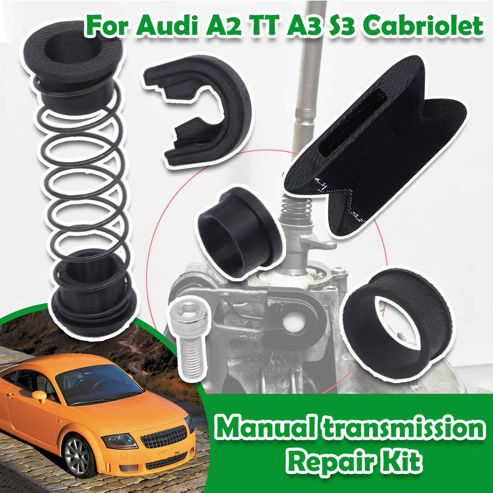 

8pcs For Audi A2 TT A3 S3 Cabriolet Upgrade Gear Lever Spring Bearing Bushing Gearbox Shaft Bearing Linkage Repair Selector Kit