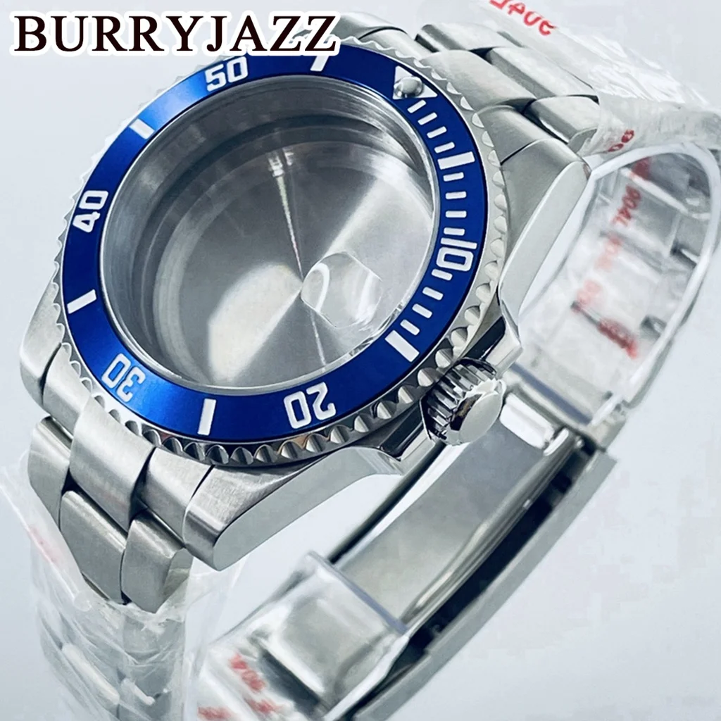 BURRYJAZZ 40mm SUB GMT Case NH35 NH36 NH34 NH38 NH70 NH72 ETA2824 PT5000 Watch Case Sapphire Glass Aluminum Bezel