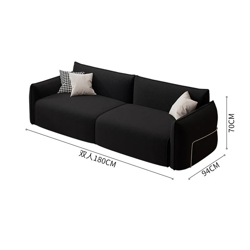 

Classic Bauhaus style small steel ring sofa living room straight row wabi-sabi style retro lamb wool black three-person sofa