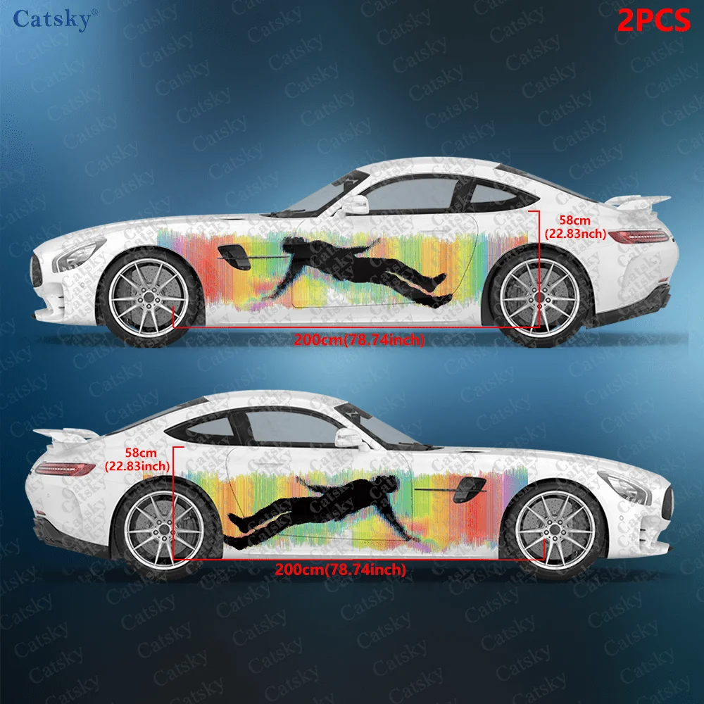 2pcs Falling Man Car Side Decals, Self-Adhesive PVC Waterproof & Scratch-Resistant Stickers, Fashionable Decals, Car Accessory
