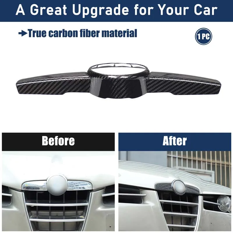 Real Carbon Fiber For Alfa Romeo 159 Brera Spider 2004-2011 Car Front Hood Logo Decorative Cover Sticker Car Accessories