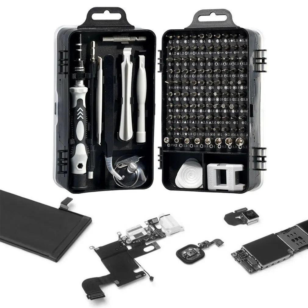 115-teiliges magnetisches Präzisions-Schraubendreher-Set, Sechskant-Phillips, 98-teiliges Schraubendreher-CR-V-Bit für Reparaturwerkzeug-Set für Mobiltelefone, Tablets und Laptops