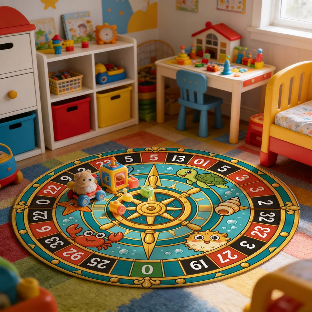 Kids Ocean Life Number Learning Play Mat Puzzle Floor Rug for Toddlers Preschool Educational Activity Center