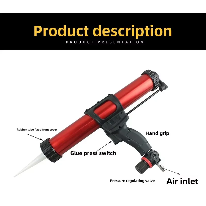 310ml Pneumatic Caulking Glue Gun for Both Hard and Soft Glue  Also Suitable for 400ml/600ml Soft Packaging Glue