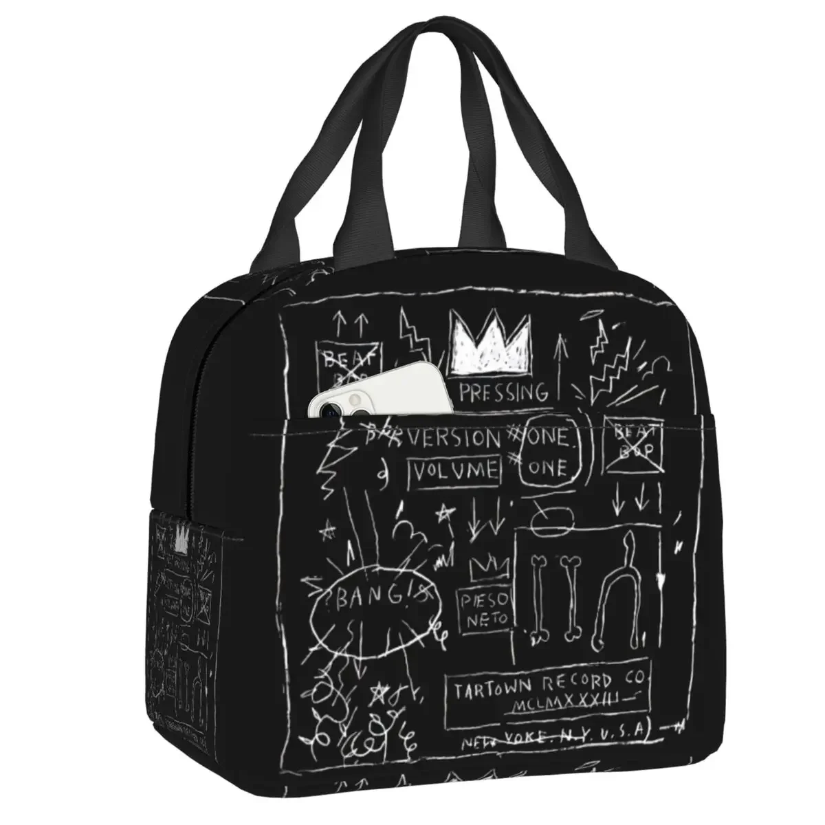 Basquiats Graffiti Art borsa per il pranzo con isolamento termico contenitore per il pranzo riutilizzabile da donna per la conservazione degli