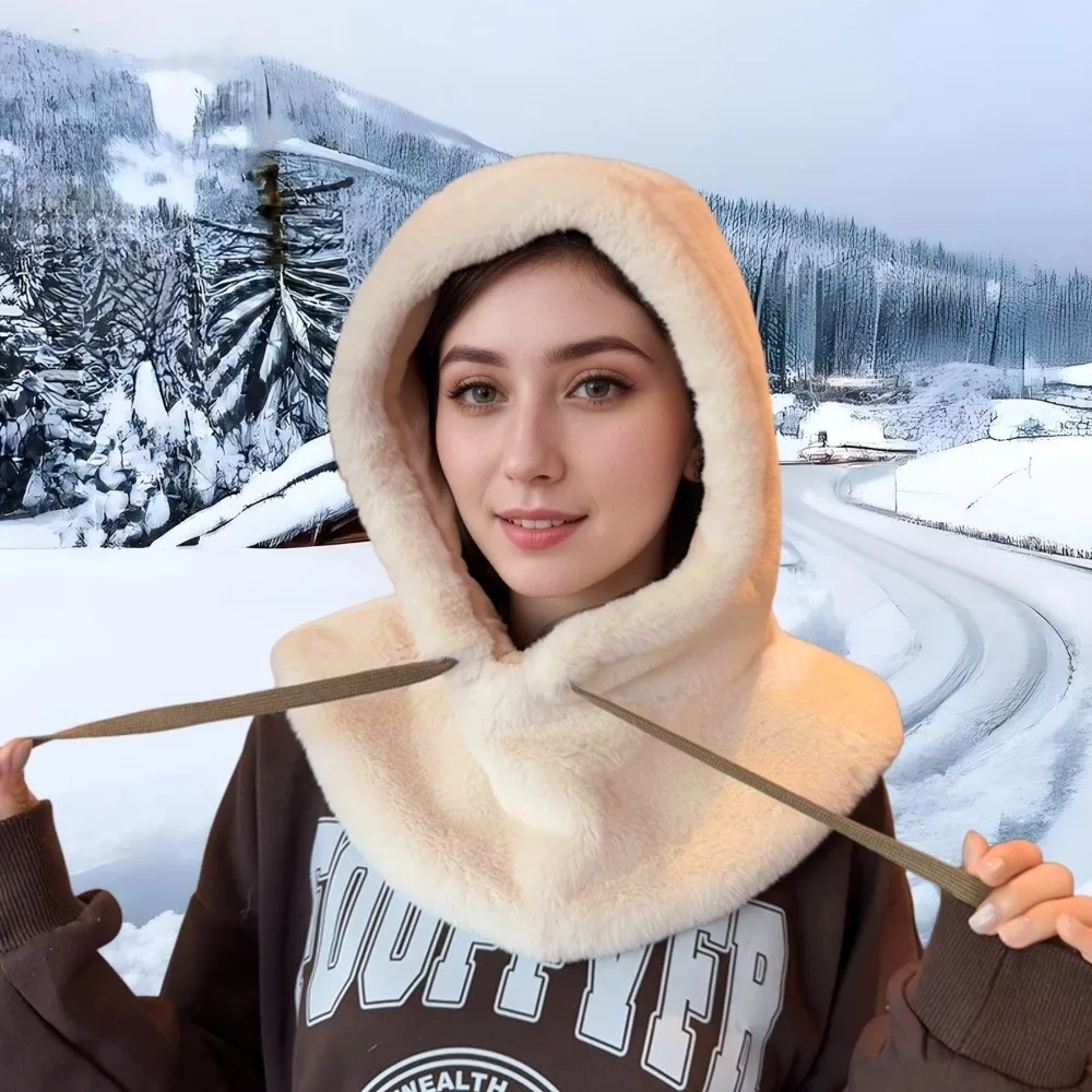 New Warm Shawl Hat Windproof Coldproof Hooded Hat Fluffy Fur Ear Protection Hat Autumn and Winter