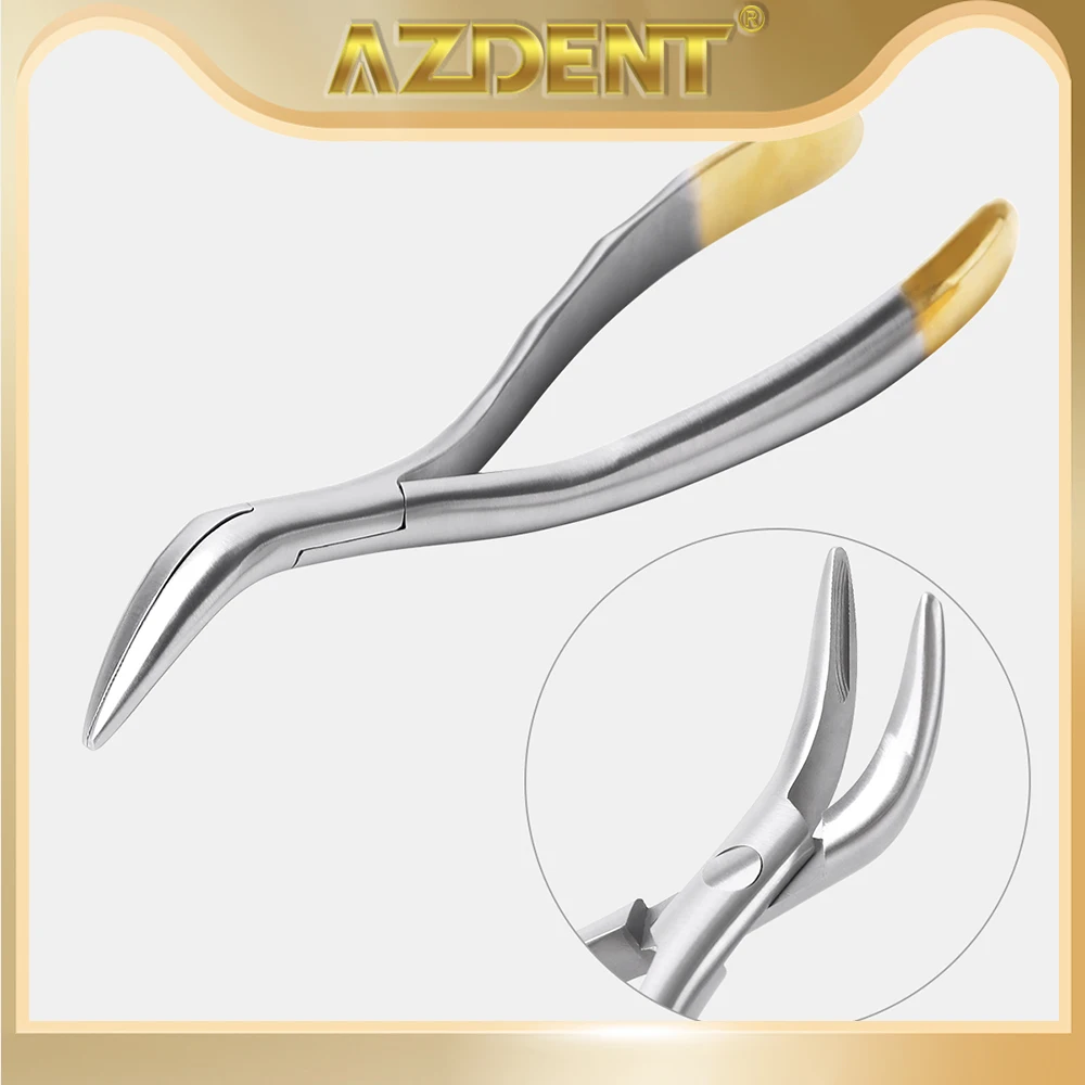 1Pcs AZDENT Dental Residual Root Tweezers Tooth Forceps Straight Curved Maxillary Mandibular Teeth Universal Pliers Dentist Tool