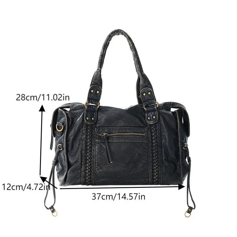 Punk-Style Large Tote in Soft Leather, Versatile Messenger and Shoulder Bag, Superb for Daily Use or Travel, Unique Gift