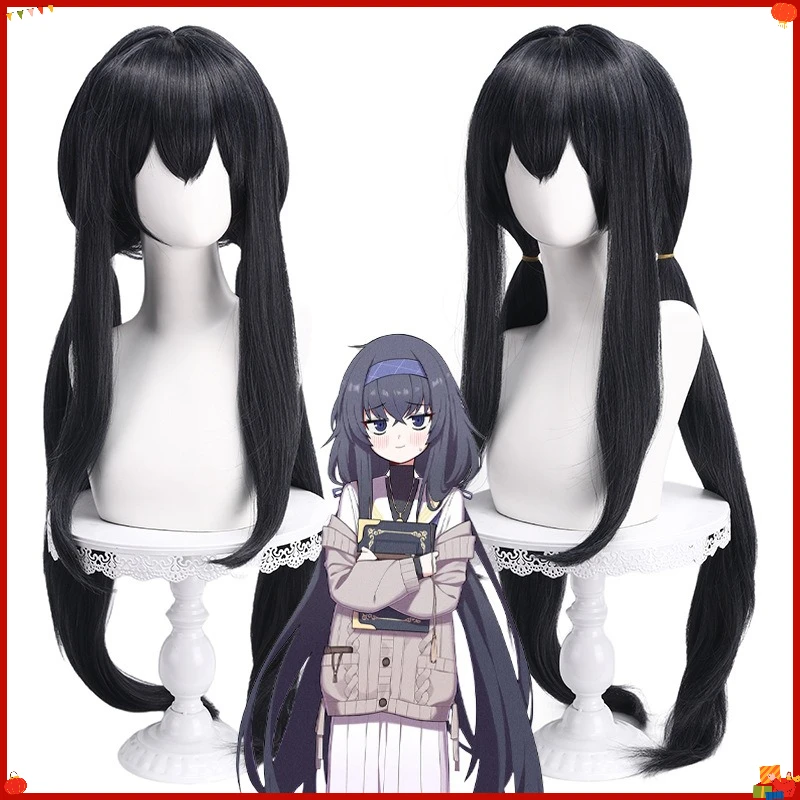 Synthetic Long Wavy Grey Blue Black Cosplay Wig Inspired By U-Character, Women's Anime Costume Party Heat Resistant Fiber Wig