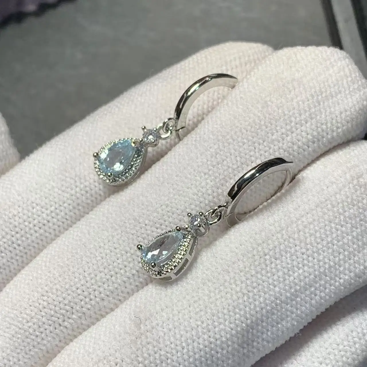HEYYA STONE Natural Blue Topaz Hoop Earrings For Women Earrings Simple Fine Jewelry Stone Gemstone Classic Style Fine Gift