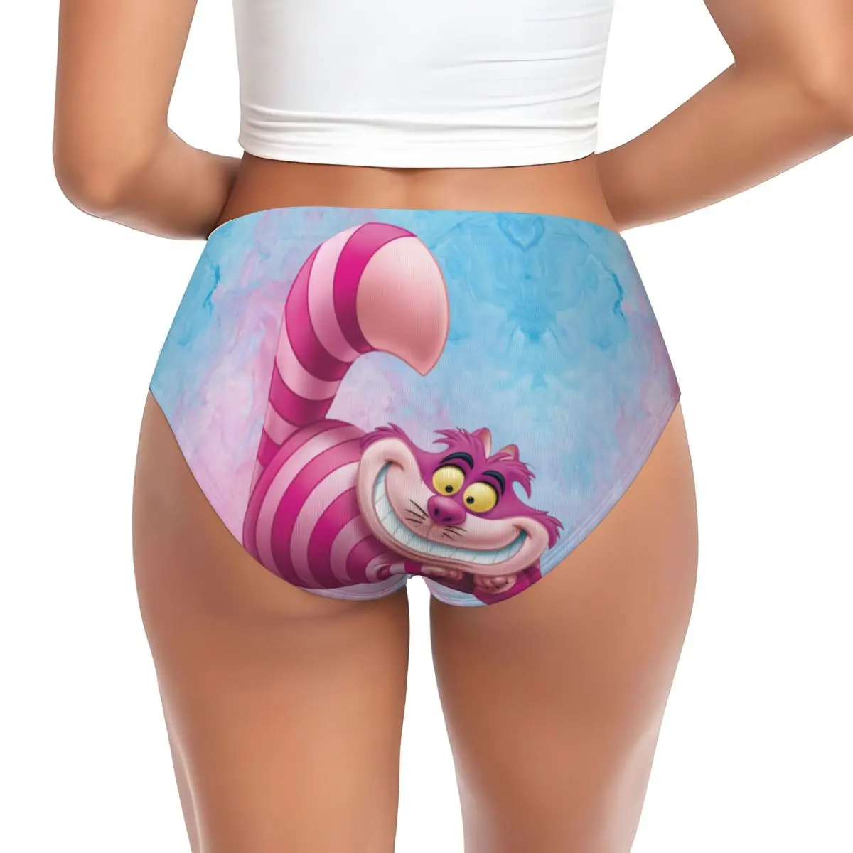 Mutandine brevi personalizzate Cheshire Cat Manga da donna Comfort Stretch Alice nel paese delle meraviglie Intimo