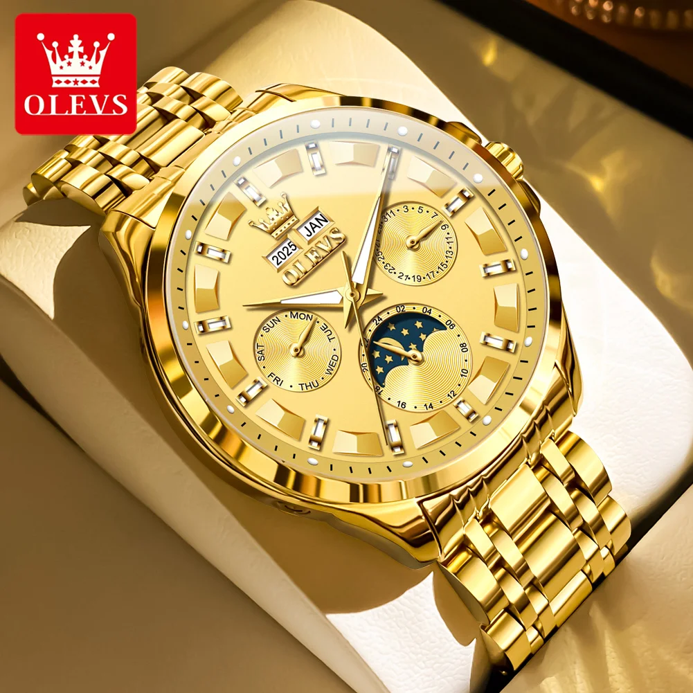 OLEVS Orologi da uomo Luxury Fashion Top Brand Orologio meccanico automatico originale per uomo Calendario completo Impermeabile luminoso