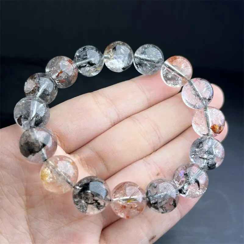 

10MM Natural Colored Herkimer Diamond Bracelet String Charms Handmade Fortune Energy Bangle Mineral Woman Amulet Jewelry 1PCS