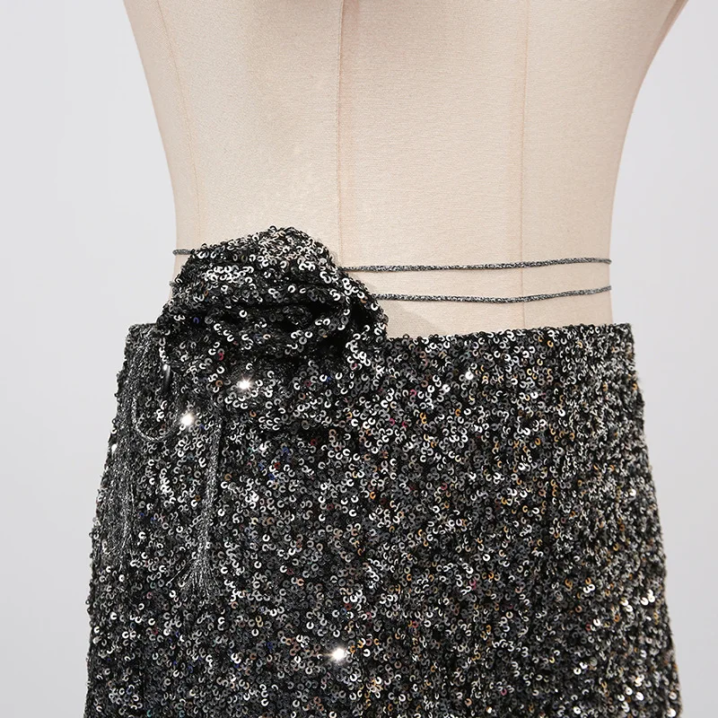 HKSH 여름 새로운 여성의 하이 스트리트 아메리칸 레트로 섹시한 핫 바지 세련된 트렌디 캐주얼 패치 워크 스팽글 슬리밍 반바지 HK8296