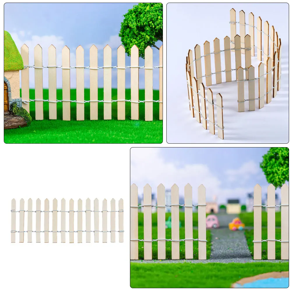 

2 PCS Scene Micro Landscape Wooden Fence Farm Toy Large Decorative Garden Festival Brown