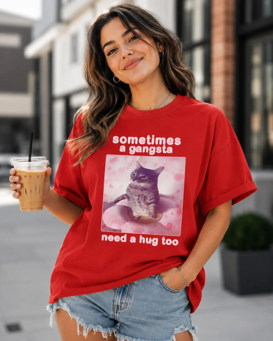 Sometimes A Gang Needs A Hug for Fun Cat Enthusiast T-shirts for Men and Women Goofy Ahh T-shirts Y2k T-shirts Oversized Tshirts