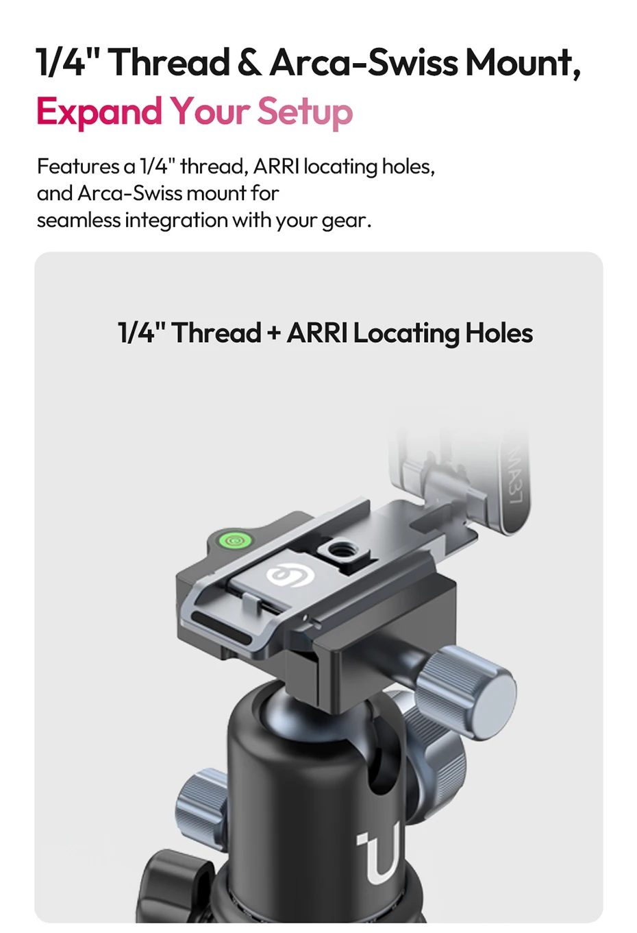 Ulanzi MA37 Schnellverschluss-Mini-Stativ mit Überkopfgriff für DJI Osmo Action 6/Osmo Nano mit 1/4'' Gewinde und Arca-Swiss-Basis – Detail 7
