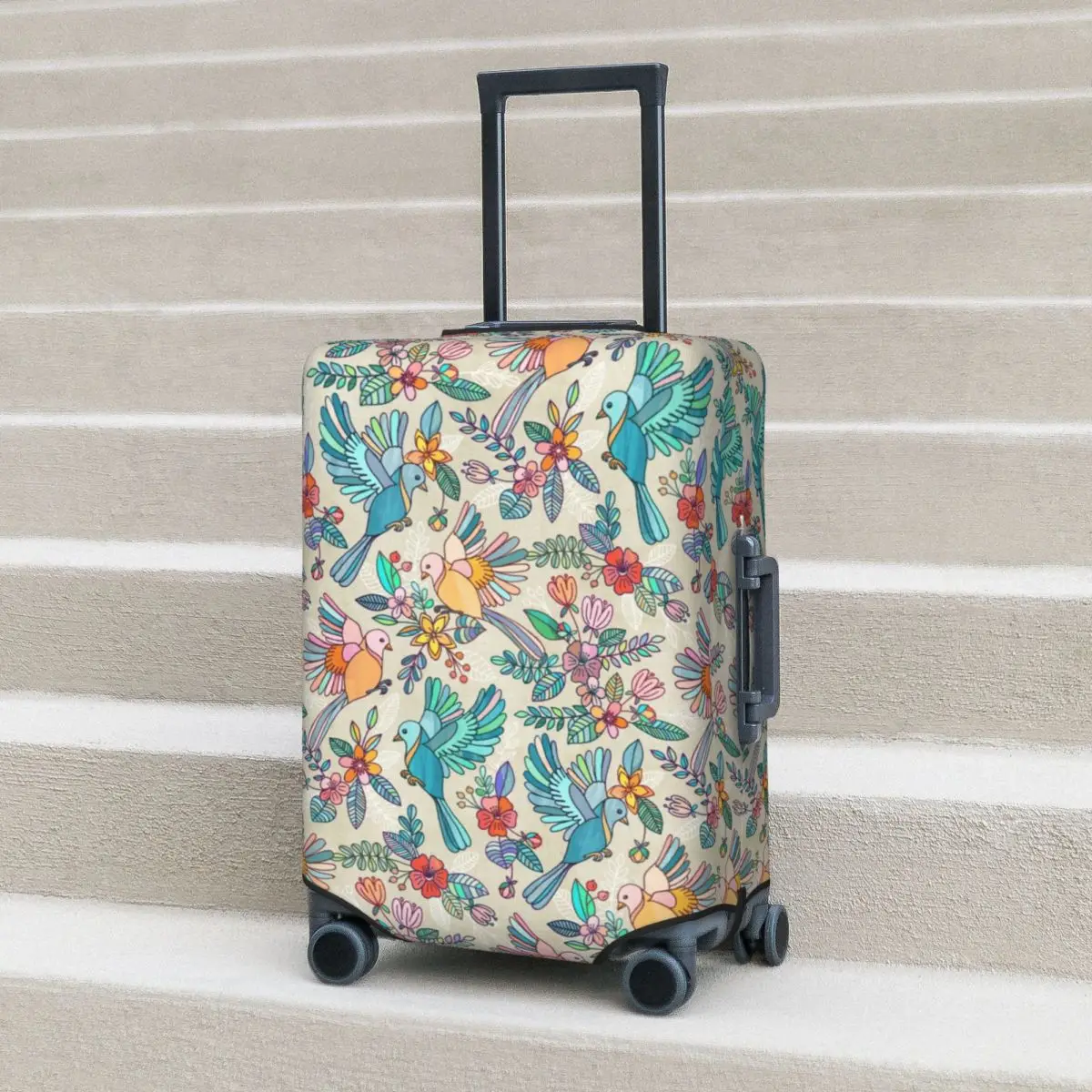 

Причудливый летний чехол для чемодана с птицей и цветком, красочный милый дорожный полет, практичные принадлежности для багажа, защита