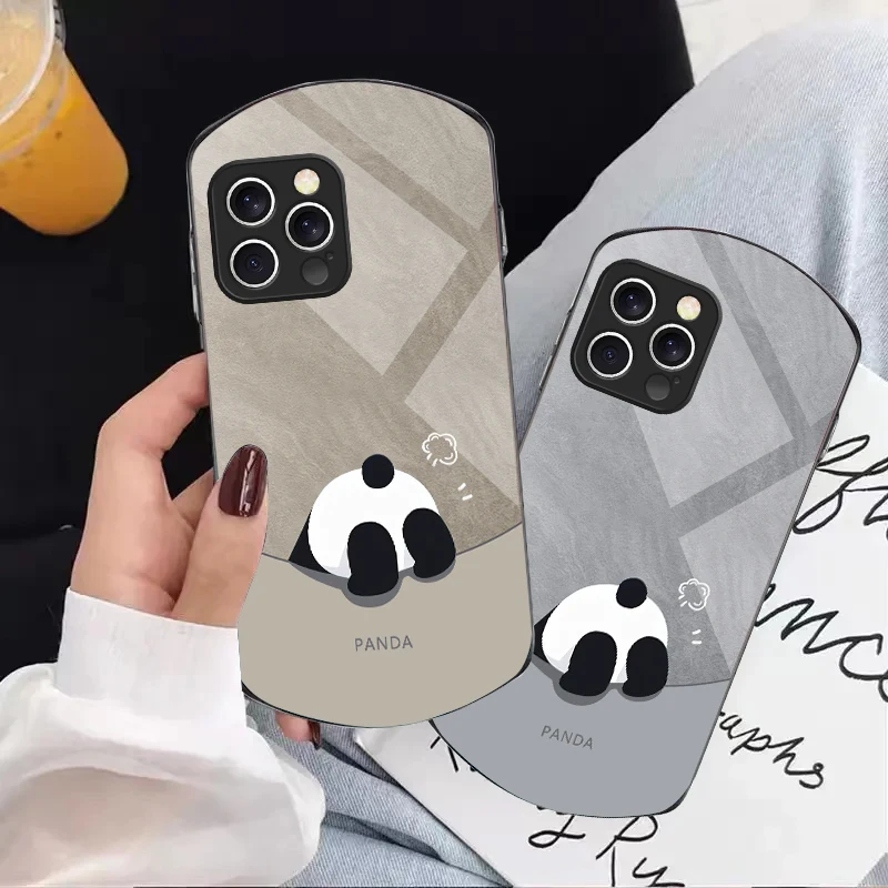 

Little bear buttocks For iPhone 16e 16 Pro Max 11 12 Mini 13 14 P lus 15 Plus 7 8 Se 2020 Elliptical Tempered Glass Phone Case
