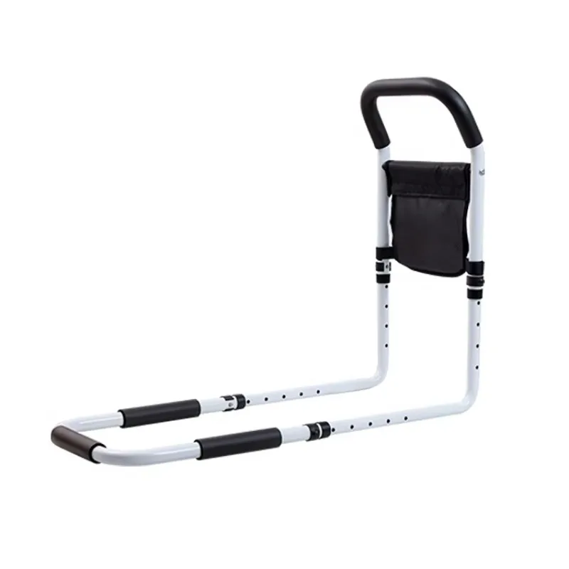 

Adjustable Safety Bedside Handrail with Storage Pocket Elderly Adults' Assist Support for Get-Up Rehabilitation Therapy Supplies