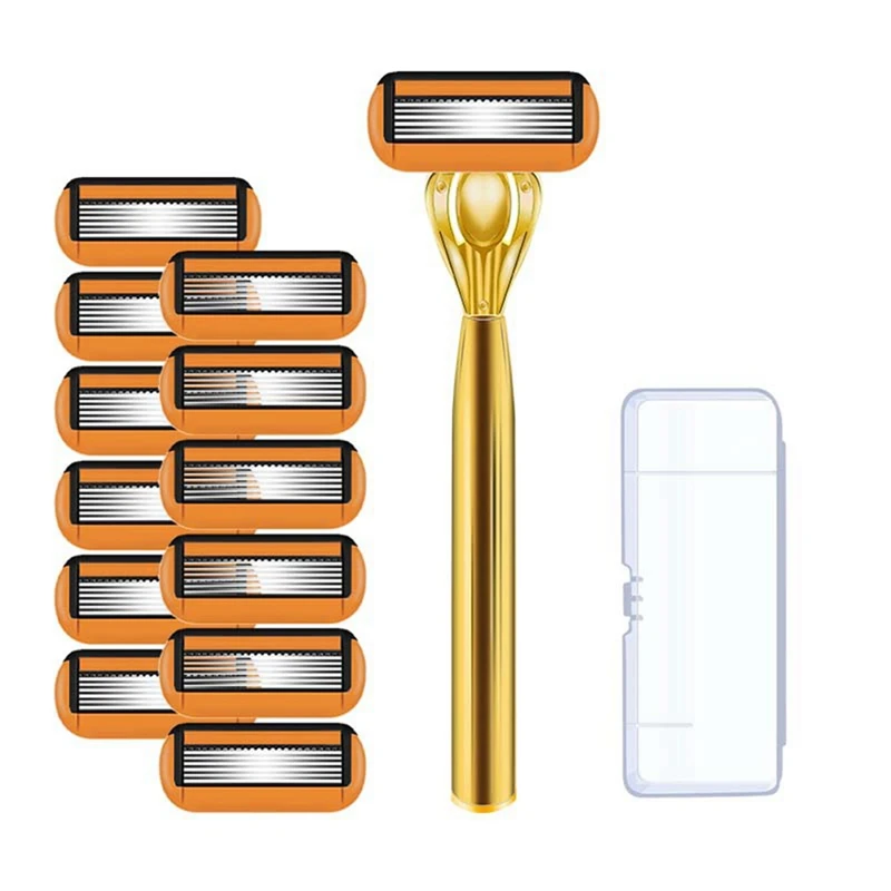 

6-Layer Classic Razors Razors Set Stainless Steel Blade Manual Safety Razors Reusable Blade Silicone Anti-Skid Layer