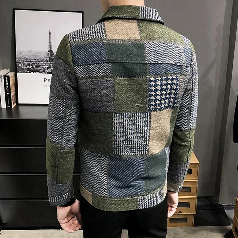 Men’s Plaid Jacket Multi-Pocket Turndown Collar Buttons Jacket Coat Fashion Casual Outdoor Coat High Quality for Men Clothing