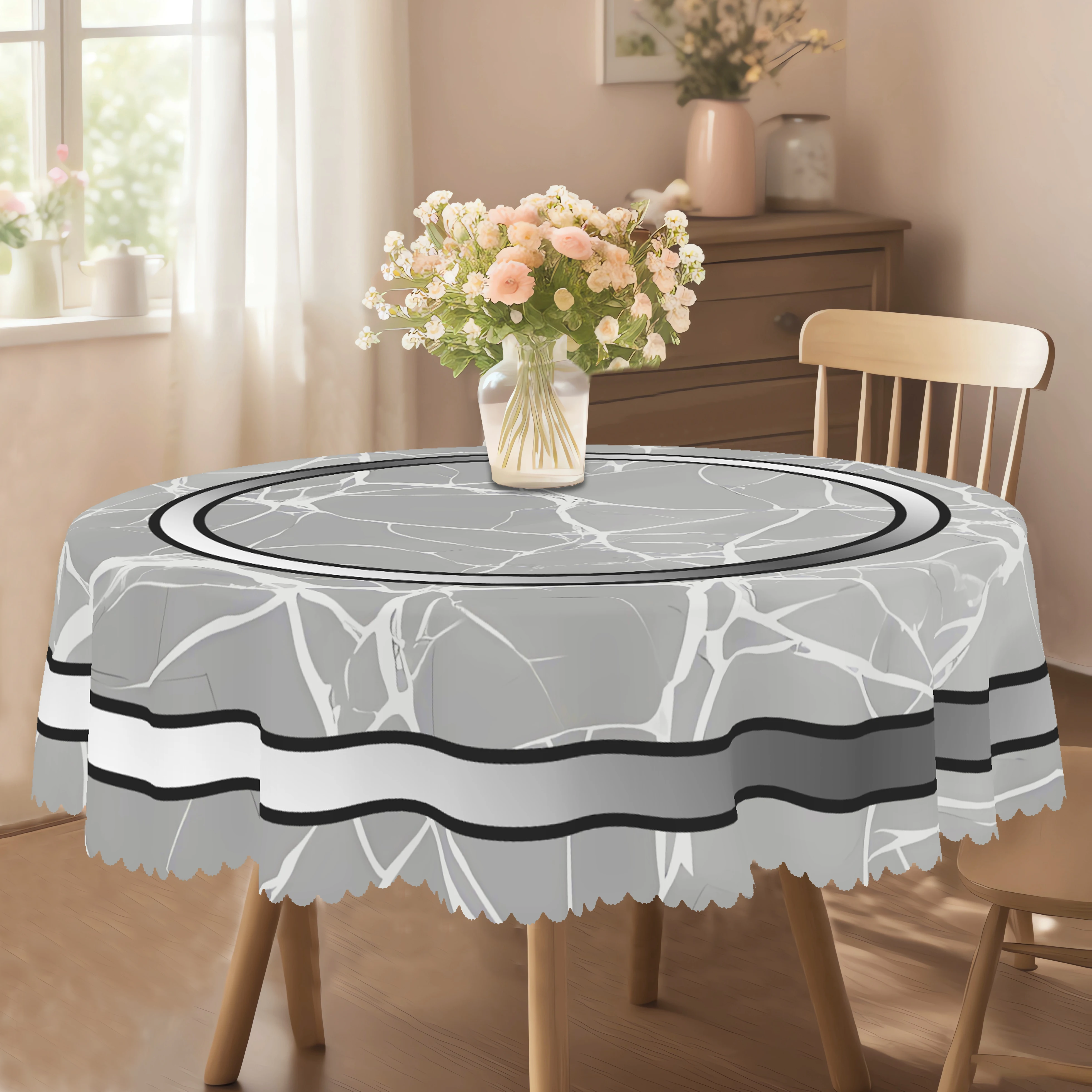 1 Piece Marble-Themed Round and Rectangular Tablecloth, Various Sizes, Gradient Crack Pattern Printing Design, Spring and Summer, Tablecloth for Kitchen, Indoor and Outdoor Use, Perfect for Holidays, Picnic Decoration Gifts