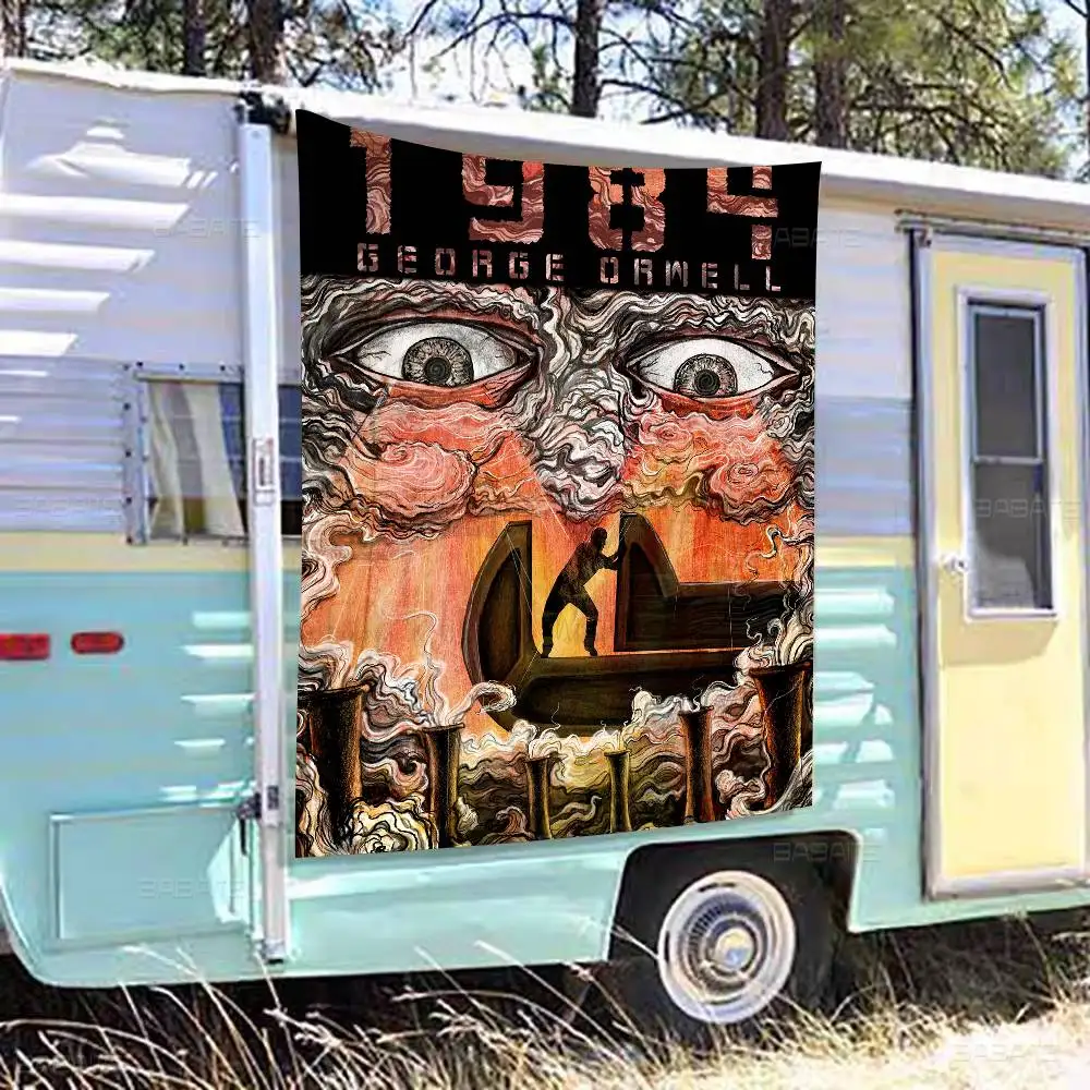 1984 George Orwell Creative Pattern Hanging Flag Polyester Printed Banner Hand Pulled Flag