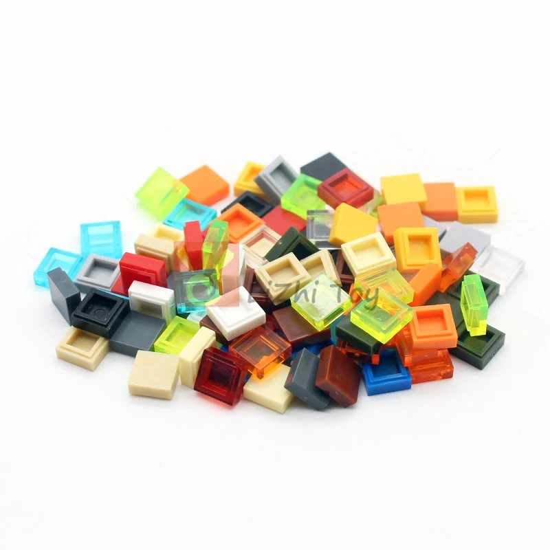 100pcs MOC Flat Tiles 1x1 Tablet with Groove 3070 DIY Enlighten Building Block Bricks Compatible Assembles Particles Toys