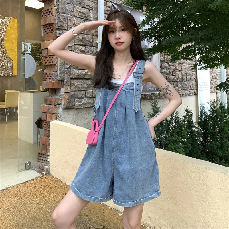 

Women's Playsuits Rompers Waist Bow Teens Overall Zipper Womens Wide Pleated Pocket Lifting Hip Monochromatic Flip Buckle Print