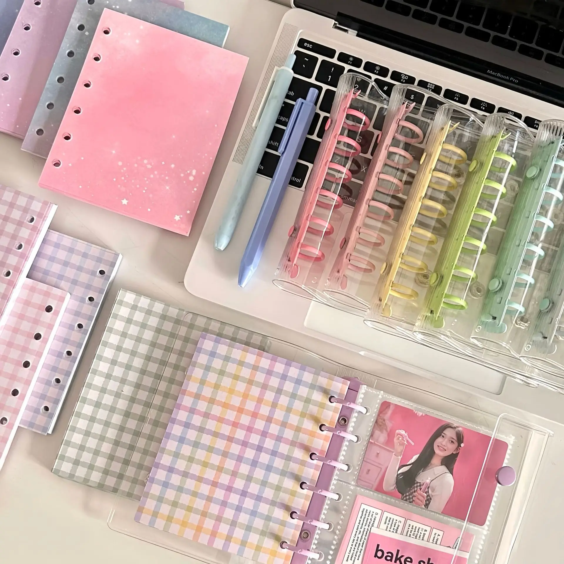 

Обложка для блокнота A7 с двойной кнопкой, прозрачная, из мягкого ПВХ, для дневника, скетчбука, аксессуары для офиса